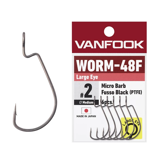 Vanfook Worm-48F Nagyszemű offset Horgok - #4