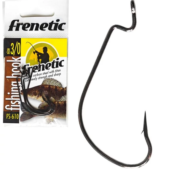 Frenetic horog FS610 black nikkel drop shot offset horog 1/0