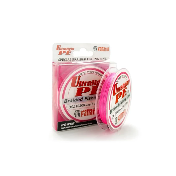 Fonott zsinór Fanatik Ultralight PE X4 100 m (#0,1) 0,068 mm 3,0 kg Rózsaszín